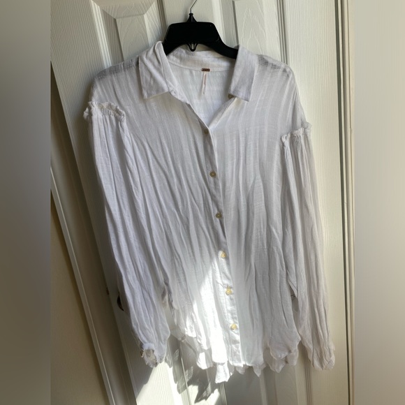 White gauzy free people blouse size large. NWT - Picture 1 of 2